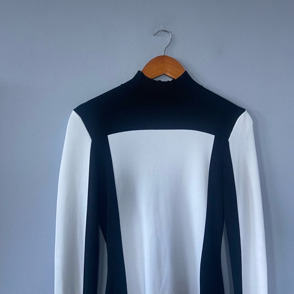 Balmain x H&M Black & White Colorblock Mock Neck Exposed Zipper Top Size 8 - Picture 5 of 11